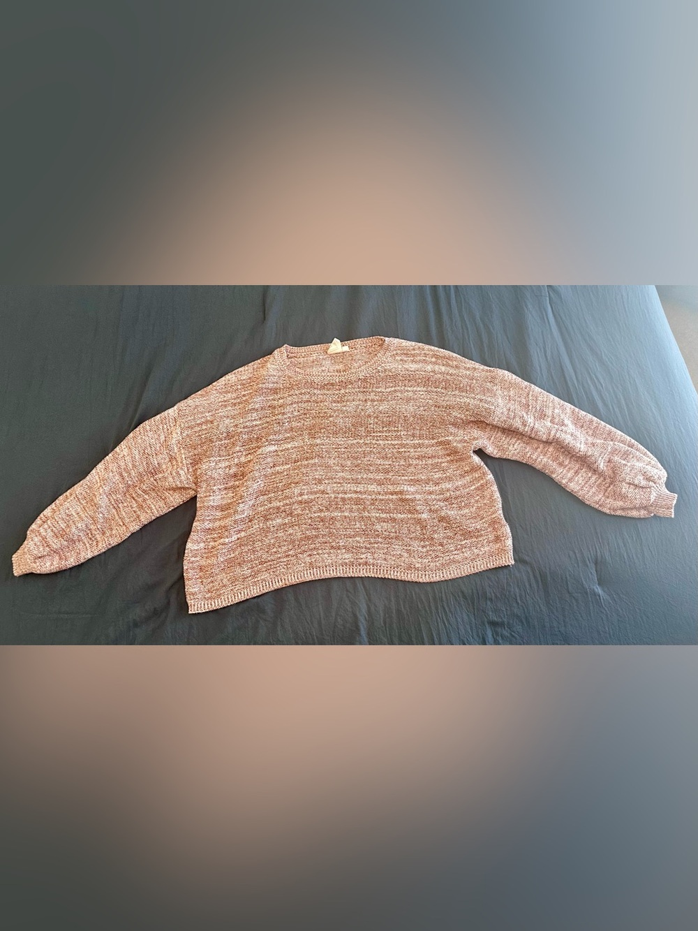 White Crow Brown/White Crewneck Crop Sweater Size XL